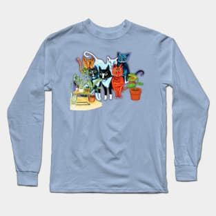 Six cat hide in the carnivore plants Long Sleeve T-Shirt